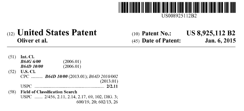 US-Patent, das mit USPC und CPC veröffentlicht wurde